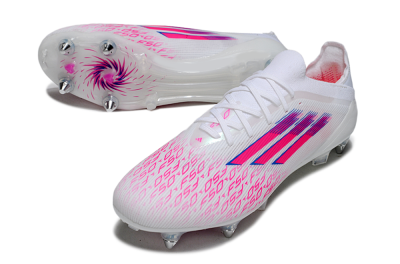 Men's Adidas F50 Elite SG Soft Ground Low-Tops Football Boots - White/Electric Pink/Blue Mirage