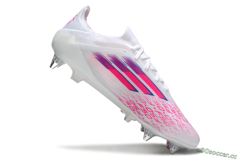 Men's Adidas F50 Elite SG Soft Ground Low-Tops Football Boots - White/Electric Pink/Blue Mirage 4