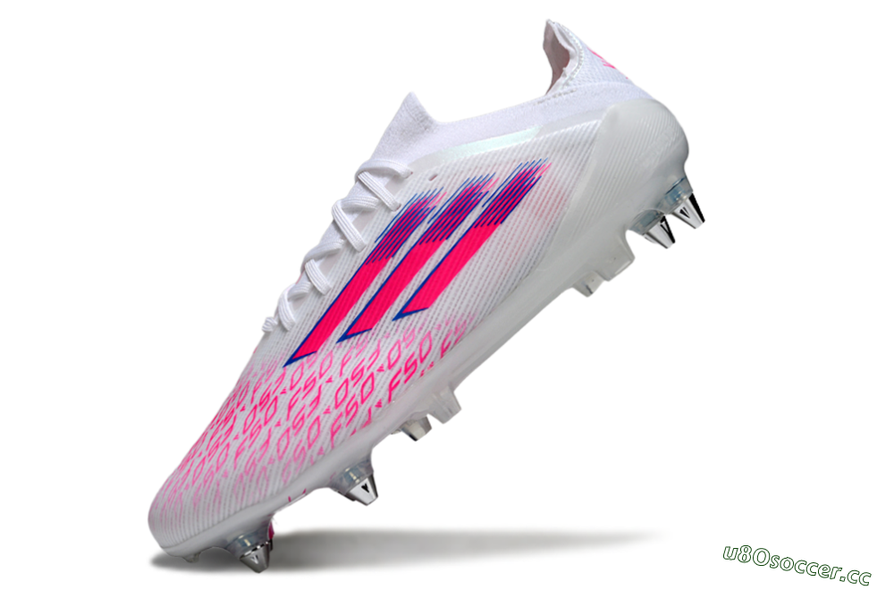 Men's Adidas F50 Elite SG Soft Ground Low-Tops Football Boots - White/Electric Pink/Blue Mirage 5