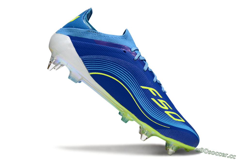 Men's Messi x Adidas F50 Elite SG Soft Ground Low-Tops Football Boots - Blue/Electric Blue/Neon Green 4