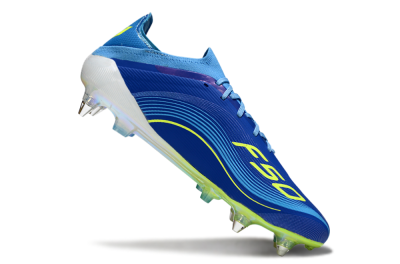 Men's Messi x Adidas F50 Elite SG Soft Ground Low-Tops Football Boots - Blue/Electric Blue/Neon Green