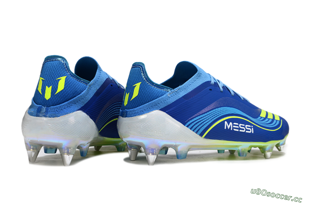 Men's Messi x Adidas F50 Elite SG Soft Ground Low-Tops Football Boots - Blue/Electric Blue/Neon Green 6