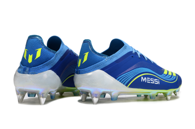 Men's Messi x Adidas F50 Elite SG Soft Ground Low-Tops Football Boots - Blue/Electric Blue/Neon Green