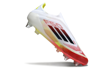 Men's Adidas F50 Elite Laceless SG Soft Ground Low-Tops Football Boots - White/Red Blaze/Volt Yellow