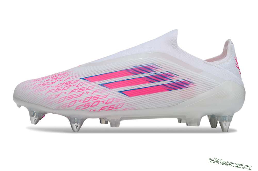 Men's Adidas F50 Elite Laceless SG Soft Ground Low-Tops Football Boots - White/Neon Pink/Deep Purple 0