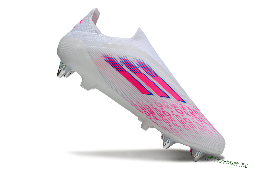 Men's Adidas F50 Elite Laceless SG Soft Ground Low-Tops Football Boots - White/Neon Pink/Deep Purple 4