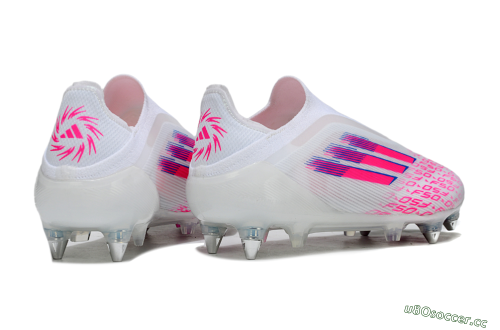 Men's Adidas F50 Elite Laceless SG Soft Ground Low-Tops Football Boots - White/Neon Pink/Deep Purple 6