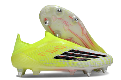 Men's Adidas F50 Elite Laceless SG Soft Ground Low-Tops Football Boots - Yellow/Neon Yellow/Black