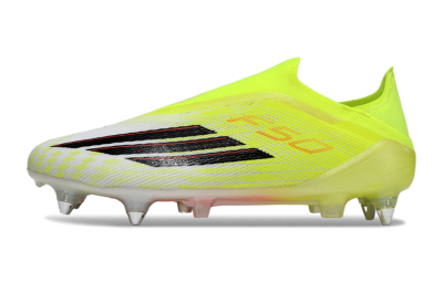 Men's Adidas F50 Elite Laceless SG Soft Ground Low-Tops Football Boots - Yellow/Neon Yellow/Black