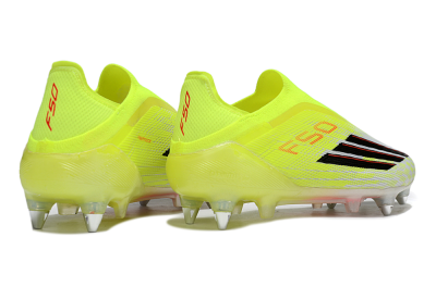 Men's Adidas F50 Elite Laceless SG Soft Ground Low-Tops Football Boots - Yellow/Neon Yellow/Black