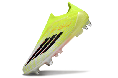 Men's Adidas F50 Elite Laceless SG Soft Ground Low-Tops Football Boots - Yellow/Neon Yellow/Black