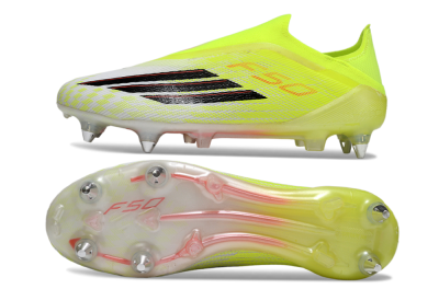 Men's Adidas F50 Elite Laceless SG Soft Ground Low-Tops Football Boots - Yellow/Neon Yellow/Black
