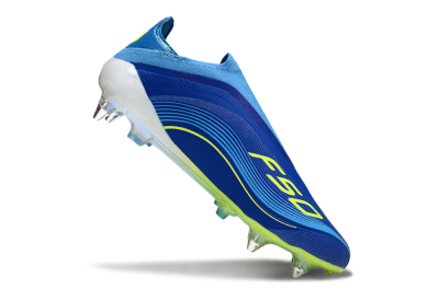 Men's Messi x Adidas F50 Elite Laceless SG Soft Ground Low-Tops Football Boots - Blue/Electric Yellow/Deep Blue