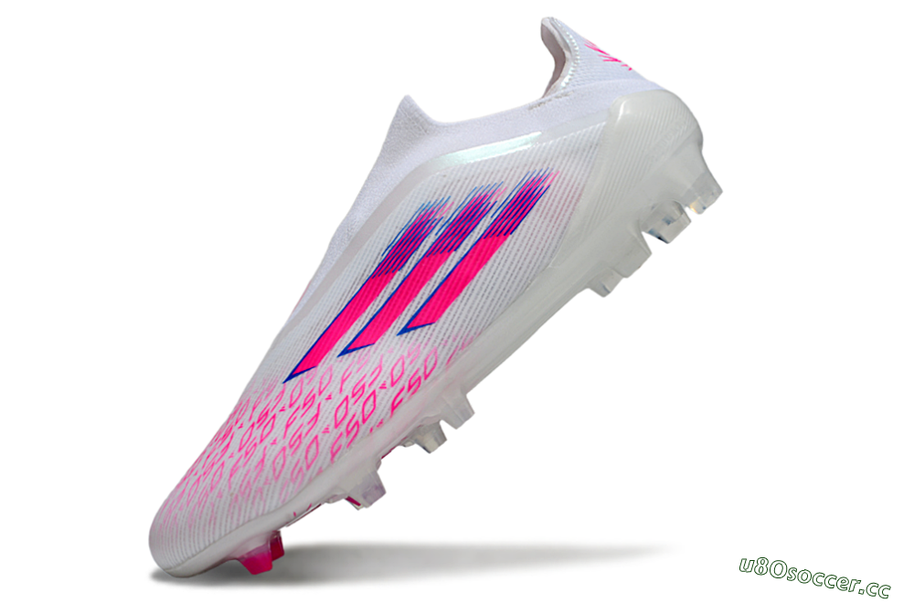 Unisex Adidas F50 Elite Laceless FG Firm Ground Low-Tops Football Boots - White/Vibrant Pink/Deep Blue 5