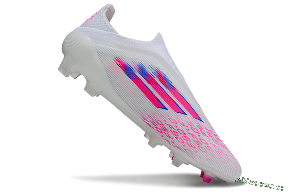 Unisex Adidas F50 Elite Laceless FG Firm Ground Low-Tops Football Boots - White/Vibrant Pink/Deep Blue 4