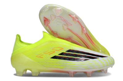 Unisex Adidas F50 Elite Laceless FG Firm Ground Low-Tops Football Boots - Yellow/Charger Yellow/Neon Pink