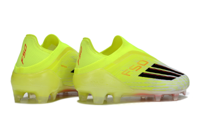 Unisex Adidas F50 Elite Laceless FG Firm Ground Low-Tops Football Boots - Yellow/Charger Yellow/Neon Pink