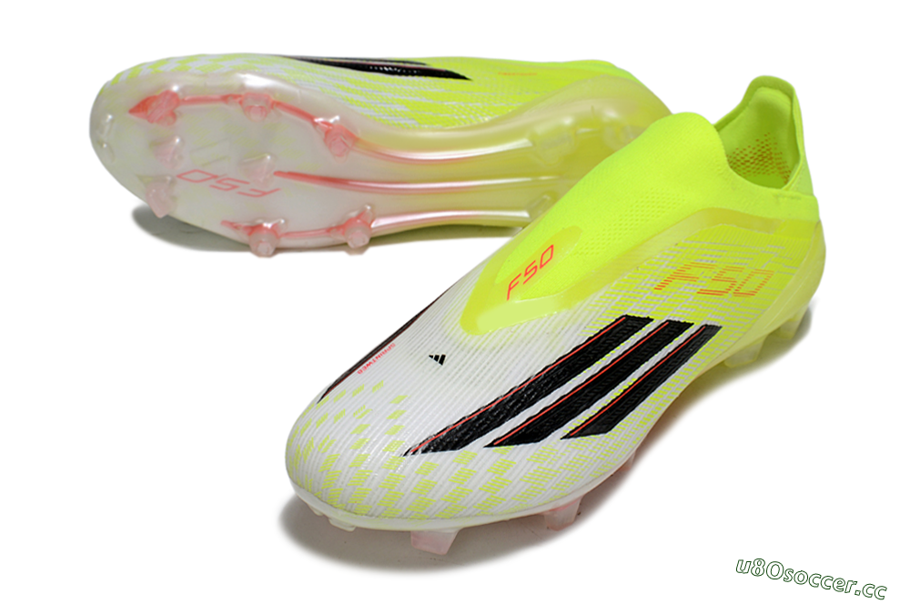 Unisex Adidas F50 Elite Laceless FG Firm Ground Low-Tops Football Boots - Yellow/Charger Yellow/Neon Pink 3