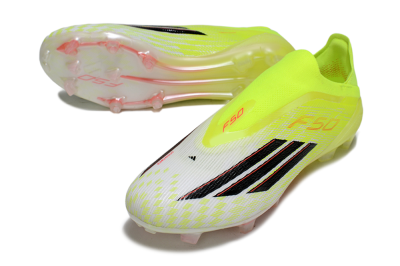 Unisex Adidas F50 Elite Laceless FG Firm Ground Low-Tops Football Boots - Yellow/Charger Yellow/Neon Pink