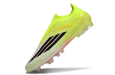 Unisex Adidas F50 Elite Laceless FG Firm Ground Low-Tops Football Boots - Yellow/Charger Yellow/Neon Pink