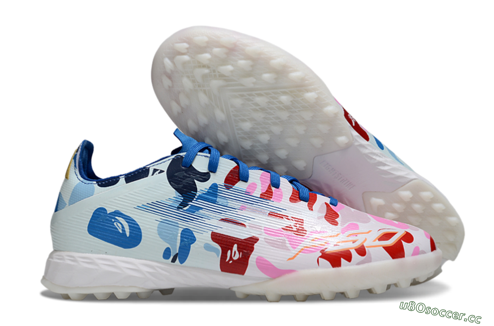 Men's Adidas F50 Pro TF Artificial Turf Low-Tops Football Shoes - Pink/Blue Wave/Pink Splash 2