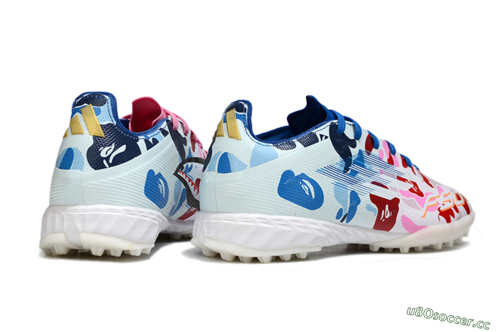 Men's Adidas F50 Pro TF Artificial Turf Low-Tops Football Shoes - Pink/Blue Wave/Pink Splash 6