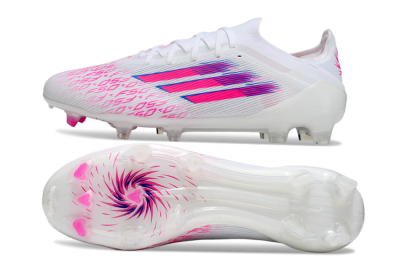 Unisex Adidas F50 Elite FG Firm Ground Low-Tops Football Boots - White/Vibrant Pink/Deep Blue