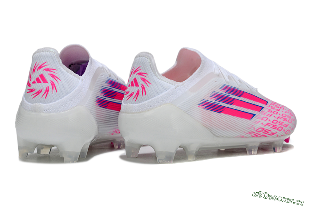 Unisex Adidas F50 Elite FG Firm Ground Low-Tops Football Boots - White/Vibrant Pink/Deep Blue 6
