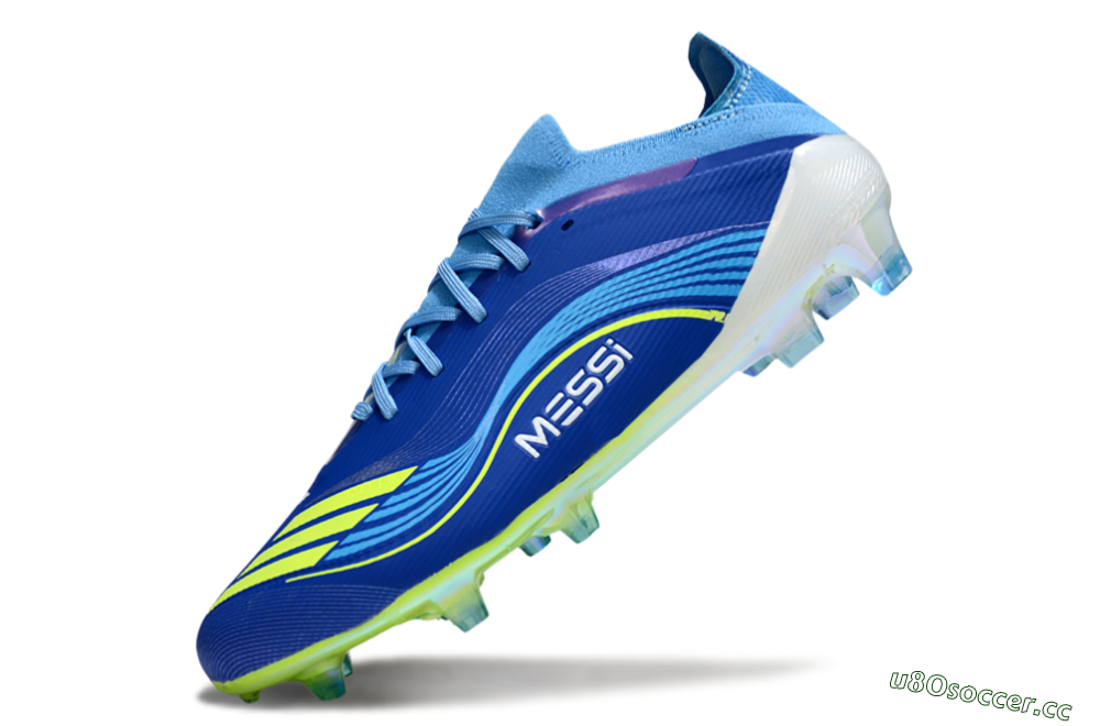 Unisex Messi x Adidas F50 Elite FG Firm Ground Low-Tops Football Boots - Blue/Vibrant Blue/Lime Green 5