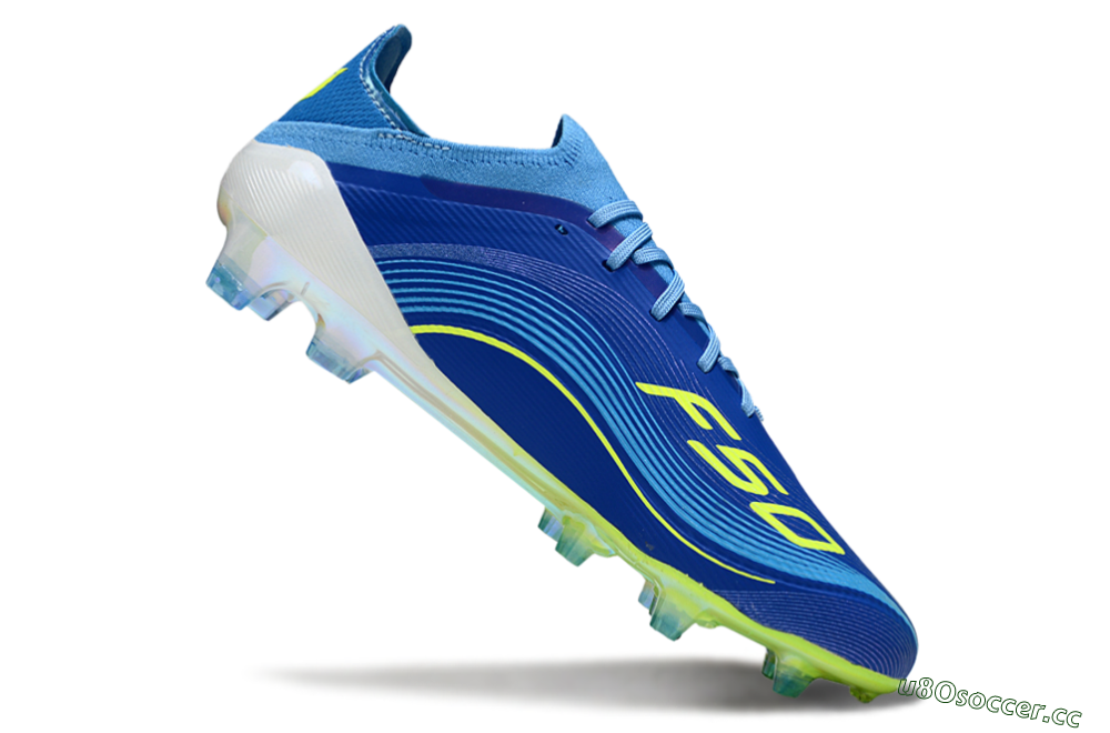 Unisex Messi x Adidas F50 Elite FG Firm Ground Low-Tops Football Boots - Blue/Vibrant Blue/Lime Green 4