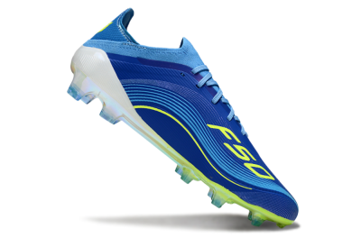 Unisex Messi x Adidas F50 Elite FG Firm Ground Low-Tops Football Boots - Blue/Vibrant Blue/Lime Green