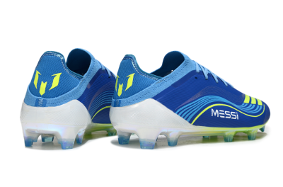 Unisex Messi x Adidas F50 Elite FG Firm Ground Low-Tops Football Boots - Blue/Vibrant Blue/Lime Green