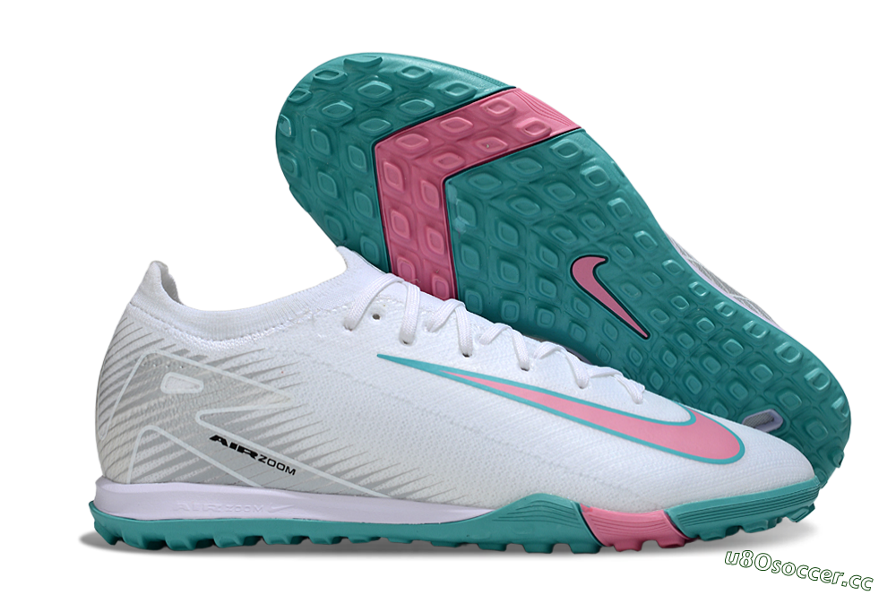 Unisex Nike Air Zoom Mercurial Vapor 16 Elite TF Artificial Turf Low-Tops Football Shoes - White/Mint Green/Pink 2