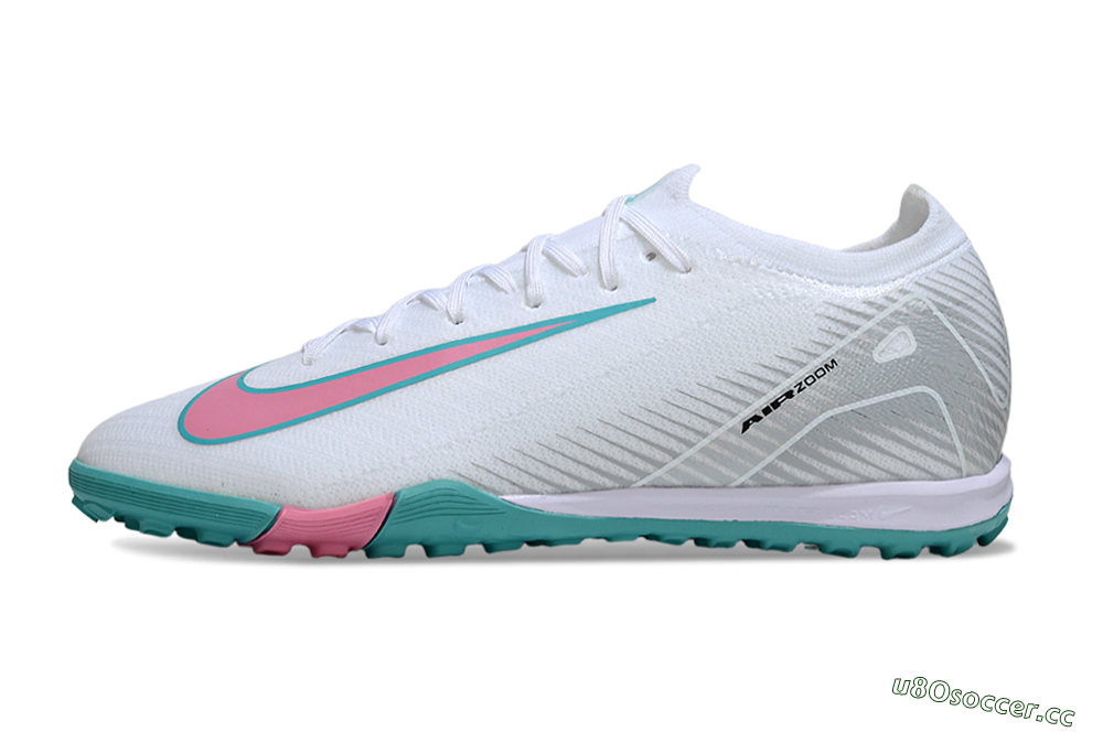 Unisex Nike Air Zoom Mercurial Vapor 16 Elite TF Artificial Turf Low-Tops Football Shoes - White/Mint Green/Pink 0