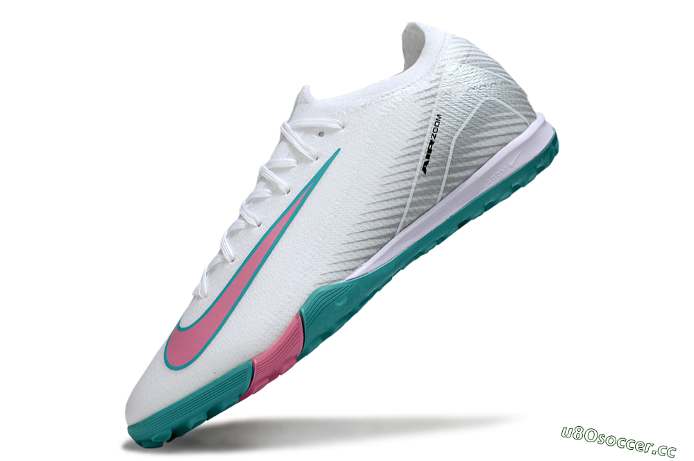Unisex Nike Air Zoom Mercurial Vapor 16 Elite TF Artificial Turf Low-Tops Football Shoes - White/Mint Green/Pink 5
