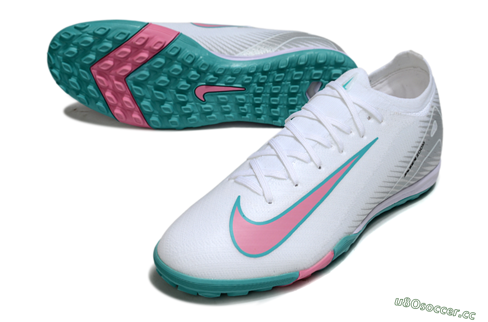 Unisex Nike Air Zoom Mercurial Vapor 16 Elite TF Artificial Turf Low-Tops Football Shoes - White/Mint Green/Pink 3
