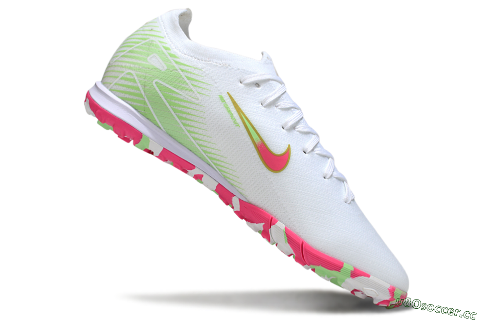 Unisex Nike Air Zoom Mercurial Vapor 16 Elite TF Artificial Turf Low-Tops Football Shoes - White/Neon Pink/Light Green 4