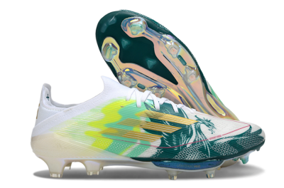 Men's Adidas F50+ Elite Lightstrike Pro FG Firm Ground Low-Tops Football Boots - White/Emerald Green/Fluorescent Yellow