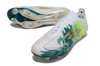 Men's Adidas F50+ Elite Lightstrike Pro FG Firm Ground Low-Tops Football Boots - White/Emerald Green/Fluorescent Yellow