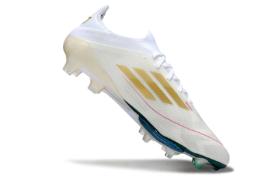 Men's Adidas F50+ Elite Lightstrike Pro FG Firm Ground Low-Tops Football Boots - White/Emerald Green/Fluorescent Yellow