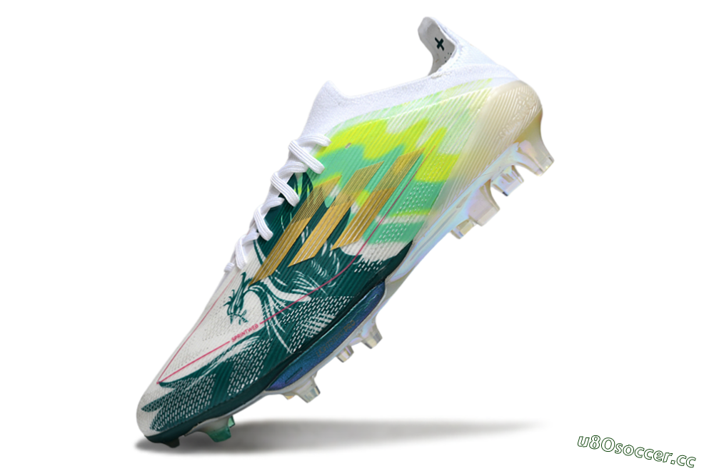Men's Adidas F50+ Elite Lightstrike Pro FG Firm Ground Low-Tops Football Boots - White/Emerald Green/Fluorescent Yellow 5