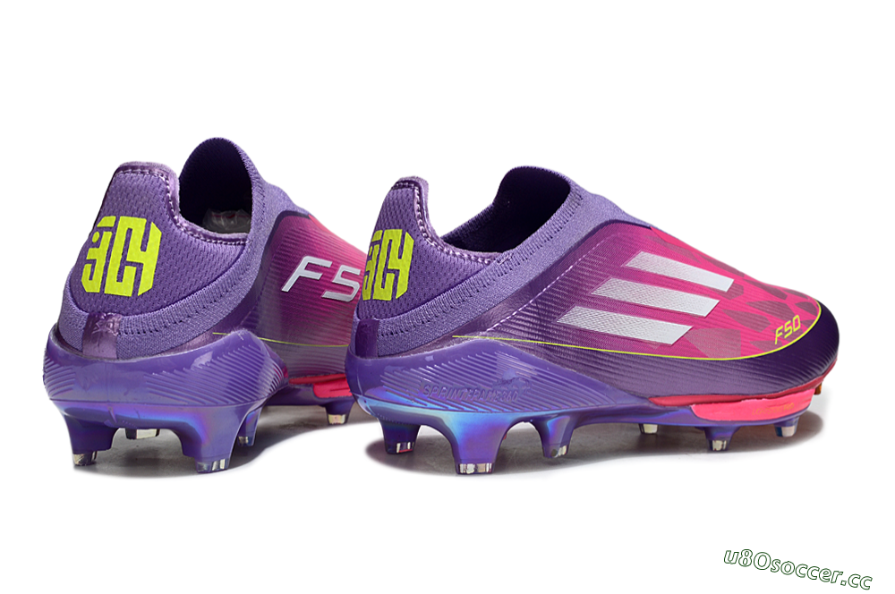 Men's Adidas F50+ Elite Lightstrike Pro Laceless FG Firm Ground Low-Tops Football Boots - Purple/Electric Pink/Neon Green 6