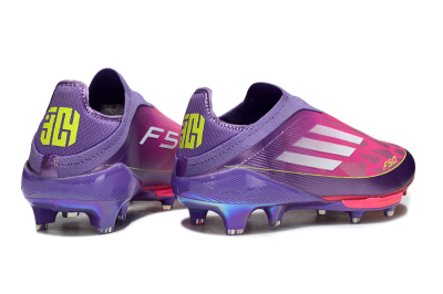 Men's Adidas F50+ Elite Lightstrike Pro Laceless FG Firm Ground Low-Tops Football Boots - Purple/Electric Pink/Neon Green