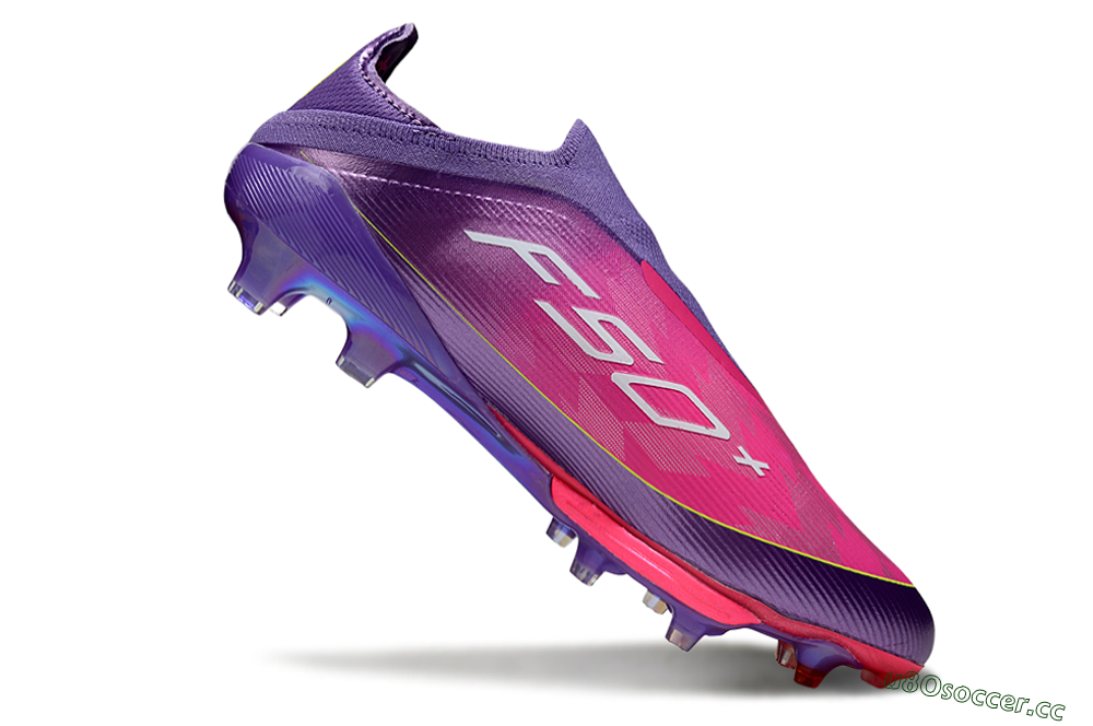 Men's Adidas F50+ Elite Lightstrike Pro Laceless FG Firm Ground Low-Tops Football Boots - Purple/Electric Pink/Neon Green 4