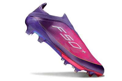 Men's Adidas F50+ Elite Lightstrike Pro Laceless FG Firm Ground Low-Tops Football Boots - Purple/Electric Pink/Neon Green