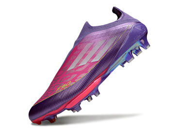 Men's Adidas F50+ Elite Lightstrike Pro Laceless FG Firm Ground Low-Tops Football Boots - Purple/Electric Pink/Neon Green