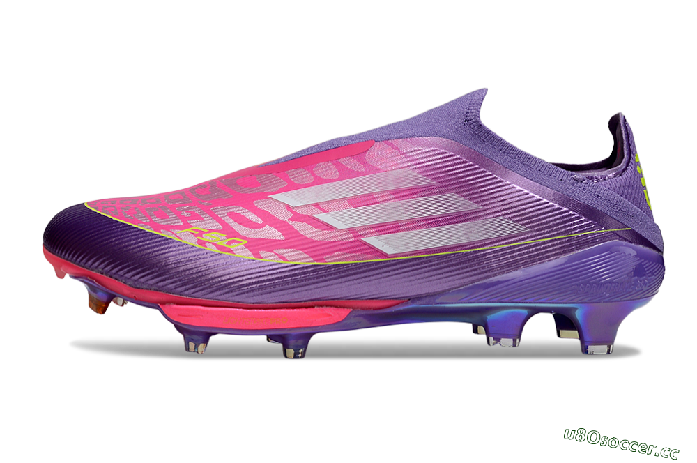 Men's Adidas F50+ Elite Lightstrike Pro Laceless FG Firm Ground Low-Tops Football Boots - Purple/Electric Pink/Neon Green 0