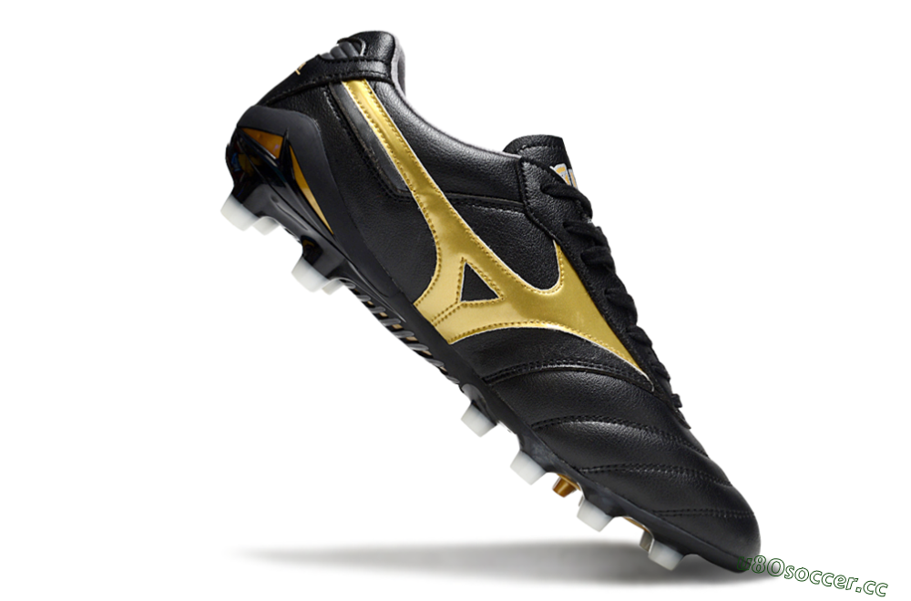 Men's Mizuno Morelia Neo 2 FG Firm Ground Low-Tops Football Boots - Black/Metallic Gold/Classic Black 4
