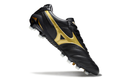 Men's Mizuno Morelia Neo 2 FG Firm Ground Low-Tops Football Boots - Black/Metallic Gold/Classic Black