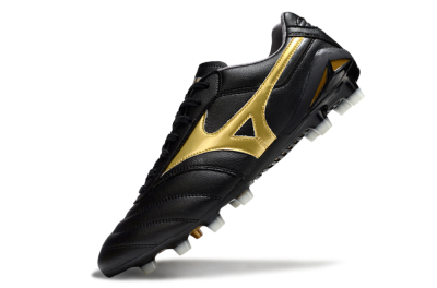 Men's Mizuno Morelia Neo 2 FG Firm Ground Low-Tops Football Boots - Black/Metallic Gold/Classic Black